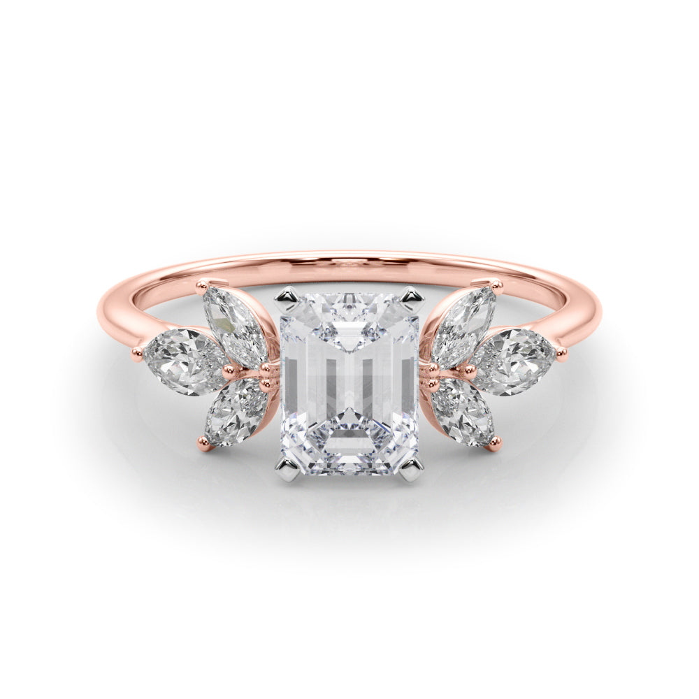 Bespoke Sides Marquise Diamond Engagement Ring in 10K/14K gold and platinum with certified lab-grown or natural diamonds