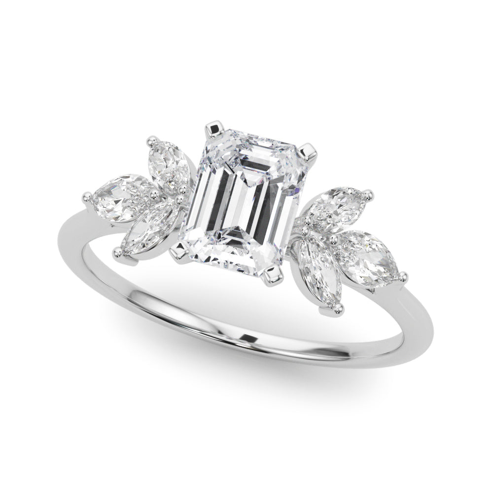 Bespoke Sides Marquise Diamond Engagement Ring in 10K/14K gold and platinum with certified lab-grown or natural diamonds