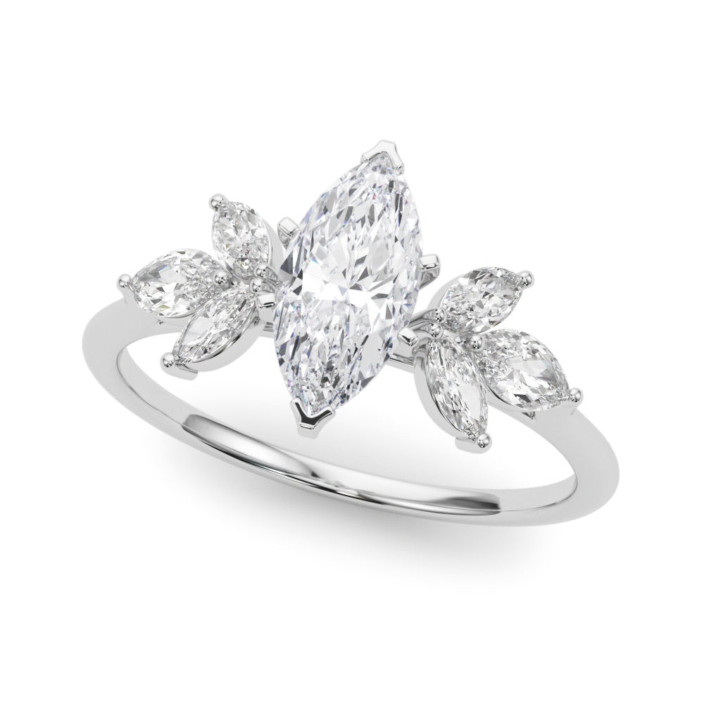 Bespoke Sides Marquise Diamond Engagement Ring in 10K/14K gold and platinum with certified lab-grown or natural diamonds