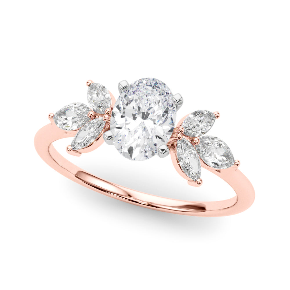 Bespoke Sides Marquise Diamond Engagement Ring in 10K/14K gold and platinum with certified lab-grown or natural diamonds