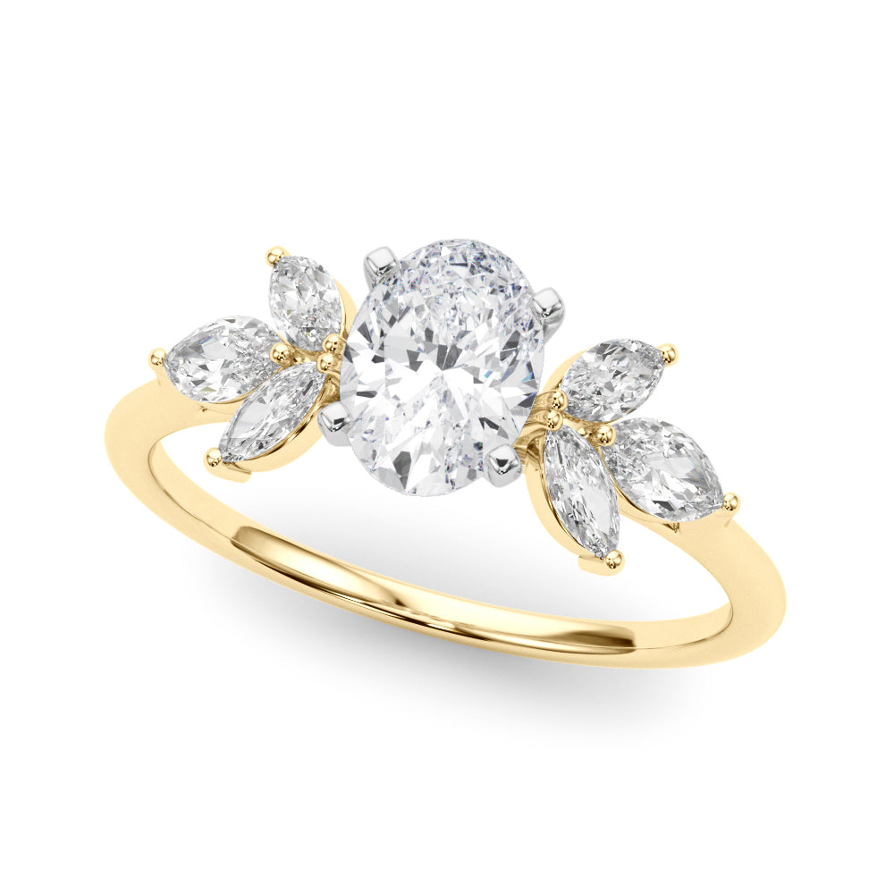 Bespoke Sides Marquise Diamond Engagement Ring in 10K/14K gold and platinum with certified lab-grown or natural diamonds