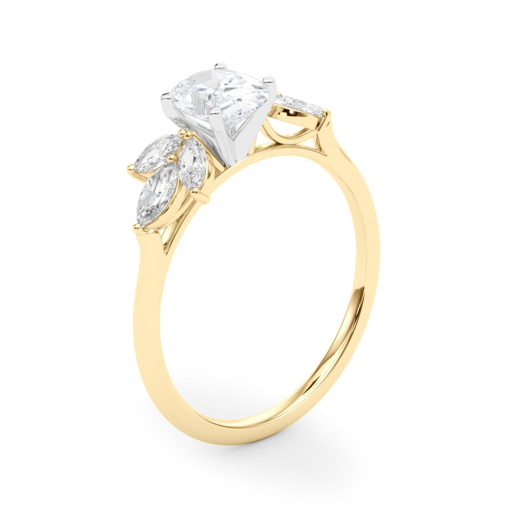 Bespoke Sides Marquise Diamond Engagement Ring in 10K/14K gold and platinum with certified lab-grown or natural diamonds