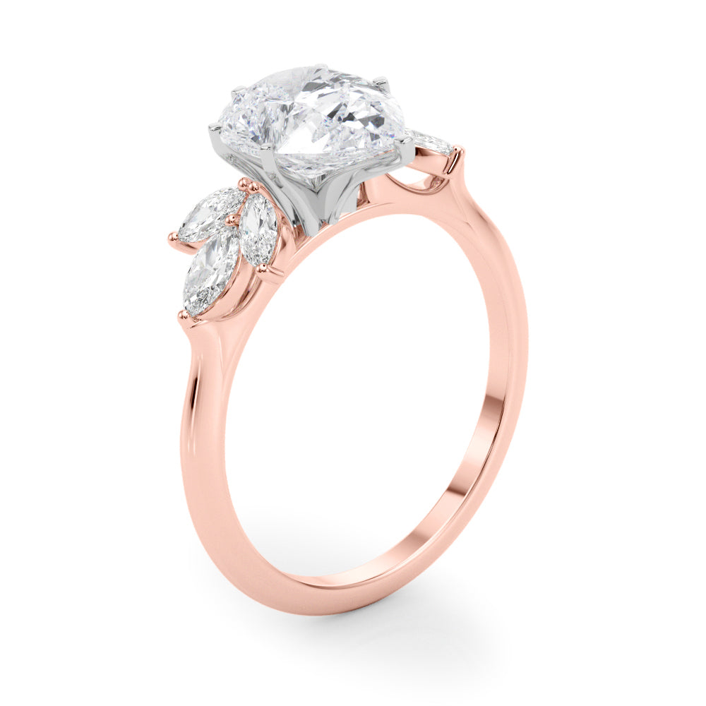 Bespoke Sides Marquise Diamond Engagement Ring in 10K/14K gold and platinum with certified lab-grown or natural diamonds