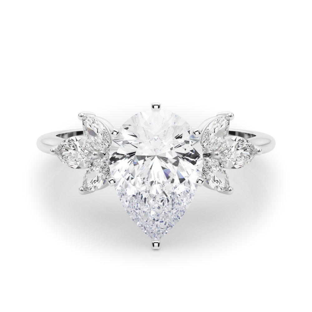 Bespoke Sides Marquise Diamond Engagement Ring in 10K/14K gold and platinum with certified lab-grown or natural diamonds