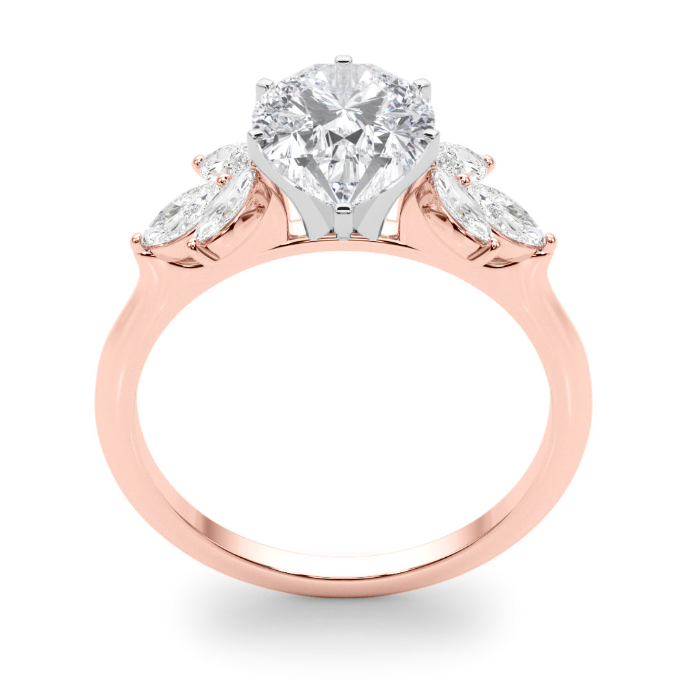 Bespoke Sides Marquise Diamond Engagement Ring in 10K/14K gold and platinum with certified lab-grown or natural diamonds
