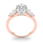 Bespoke Sides Marquise Diamond Engagement Ring in 10K/14K gold and platinum with certified lab-grown or natural diamonds