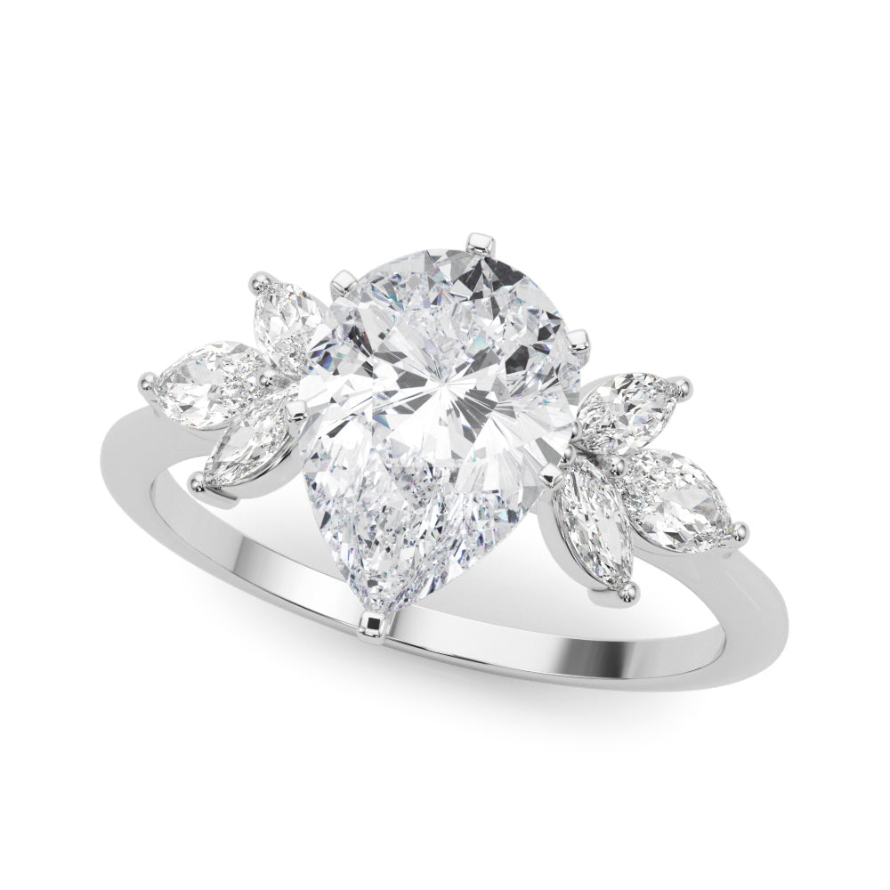 Bespoke Sides Marquise Diamond Engagement Ring in 10K/14K gold and platinum with certified lab-grown or natural diamonds