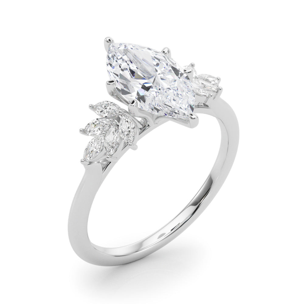 Radiant Peg Center Marquise Diamond Engagement Ring in 10K/14K gold and platinum with certified lab-grown or natural diamonds