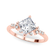 Sculpted Sidestone Princess Diamond Engagement Ring in 10K/14K gold and platinum with certified lab-grown or natural diamonds