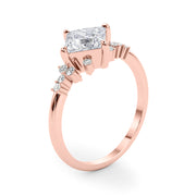Sculpted Sidestone Princess Diamond Engagement Ring in 10K/14K gold and platinum with certified lab-grown or natural diamonds