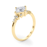 Sculpted Sidestone Princess Diamond Engagement Ring in 10K/14K gold and platinum with certified lab-grown or natural diamonds