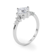 Sculpted Sidestone Princess Diamond Engagement Ring in 10K/14K gold and platinum with certified lab-grown or natural diamonds