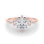 Sculpted Sidestone Princess Diamond Engagement Ring in 10K/14K gold and platinum with certified lab-grown or natural diamonds