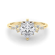 Sculpted Sidestone Princess Diamond Engagement Ring in 10K/14K gold and platinum with certified lab-grown or natural diamonds