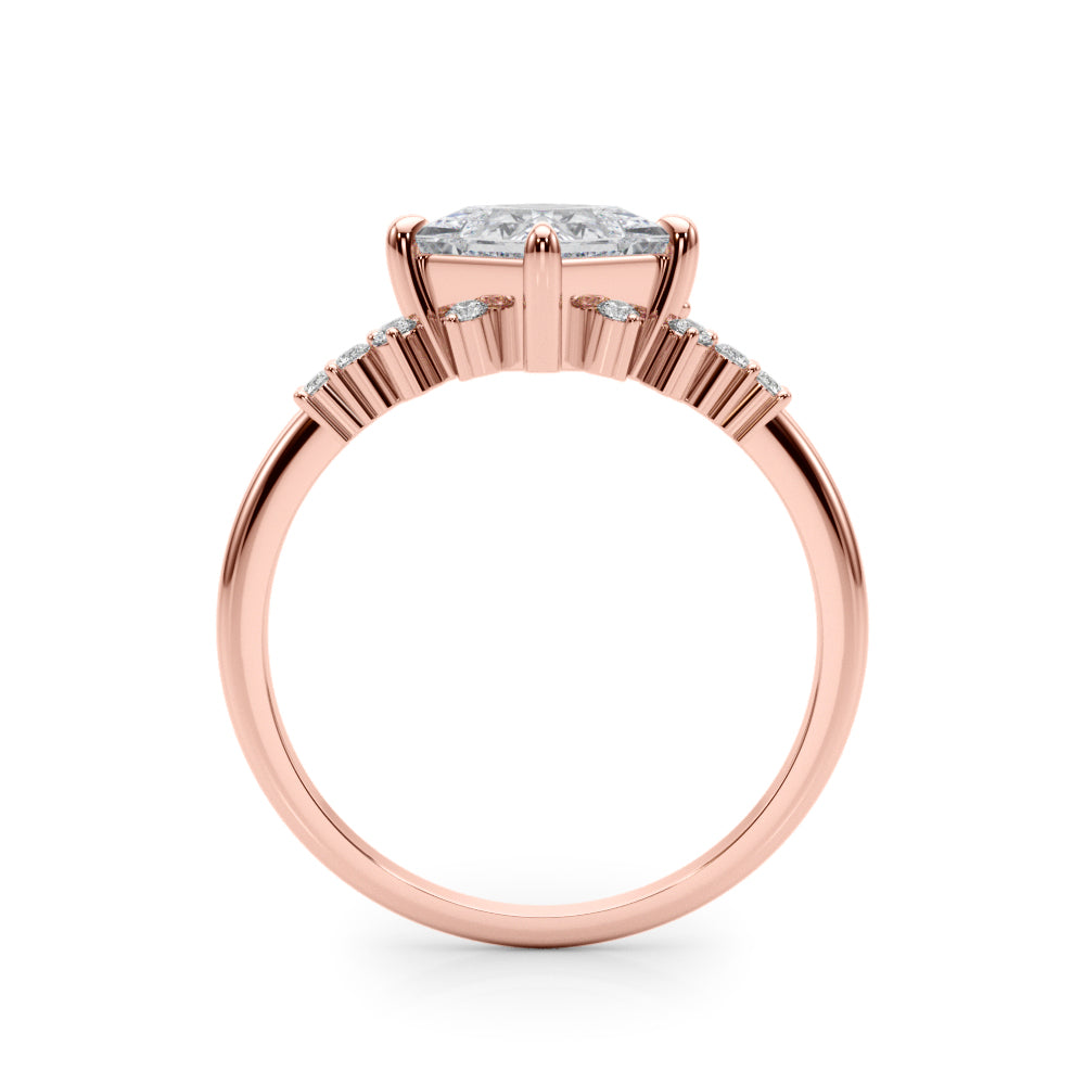 Sculpted Sidestone Princess Diamond Engagement Ring in 10K/14K gold and platinum with certified lab-grown or natural diamonds