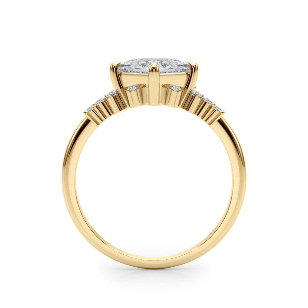 Sculpted Sidestone Princess Diamond Engagement Ring in 10K/14K gold and platinum with certified lab-grown or natural diamonds