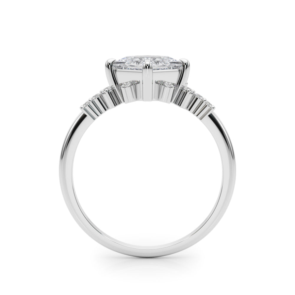 Sculpted Sidestone Princess Diamond Engagement Ring in 10K/14K gold and platinum with certified lab-grown or natural diamonds