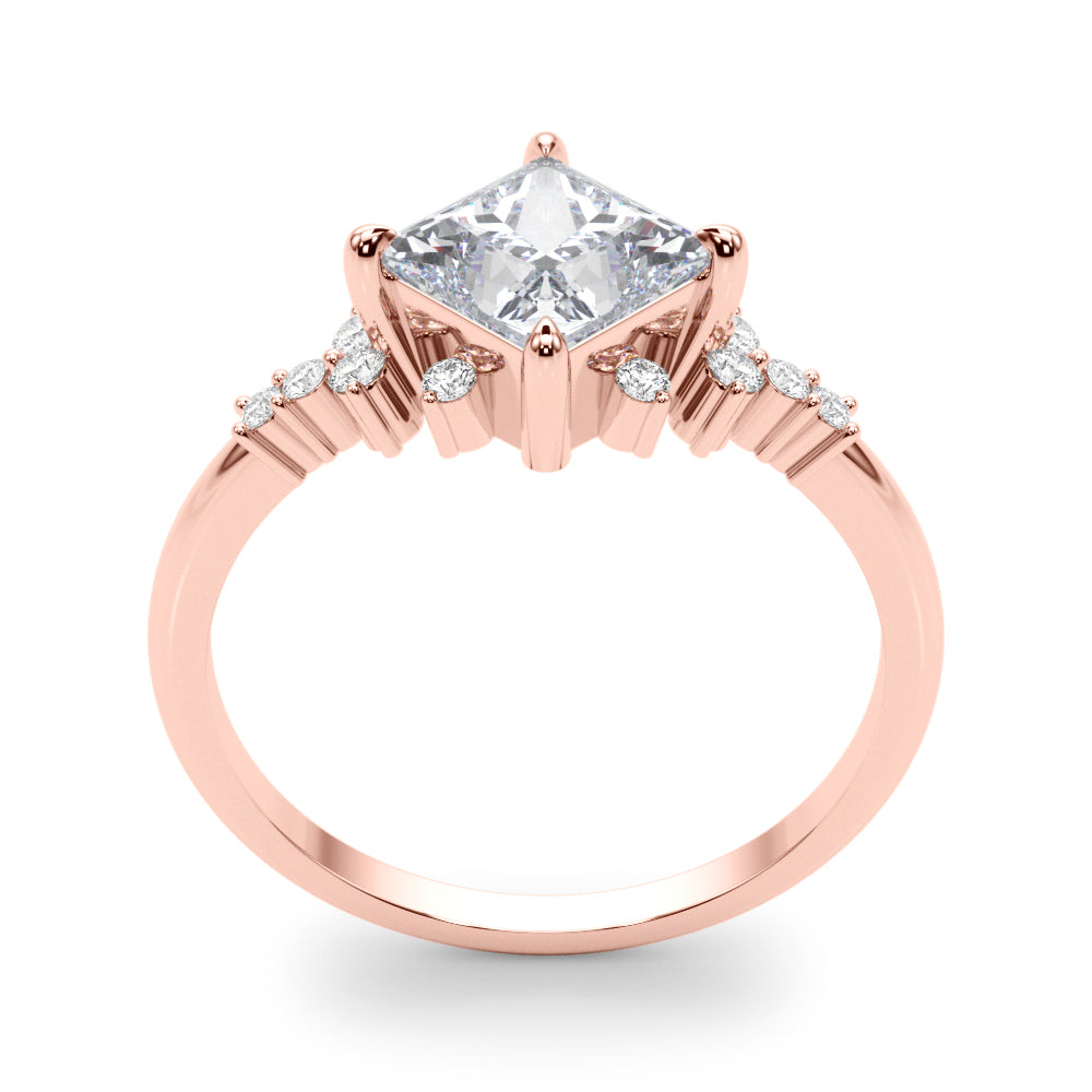 Sculpted Sidestone Princess Diamond Engagement Ring in 10K/14K gold and platinum with certified lab-grown or natural diamonds