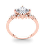 Sculpted Sidestone Princess Diamond Engagement Ring in 10K/14K gold and platinum with certified lab-grown or natural diamonds