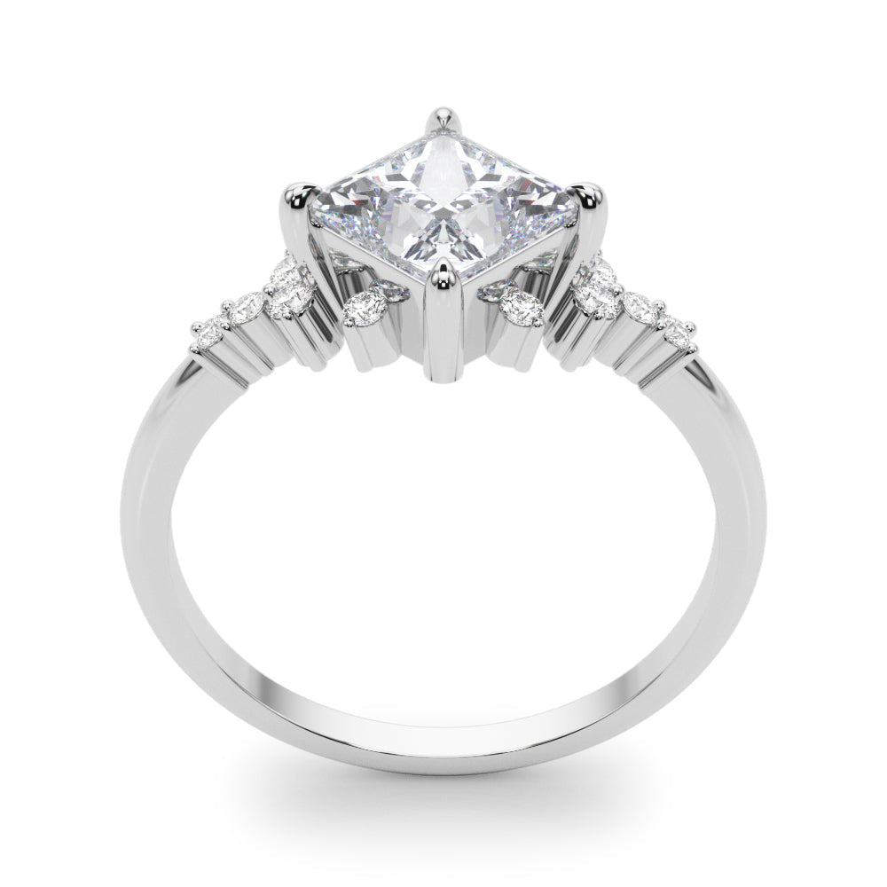 Sculpted Sidestone Princess Diamond Engagement Ring in 10K/14K gold and platinum with certified lab-grown or natural diamonds