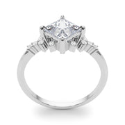 Sculpted Sidestone Princess Diamond Engagement Ring in 10K/14K gold and platinum with certified lab-grown or natural diamonds