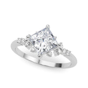 Sculpted Sidestone Princess Diamond Engagement Ring in 10K/14K gold and platinum with certified lab-grown or natural diamonds
