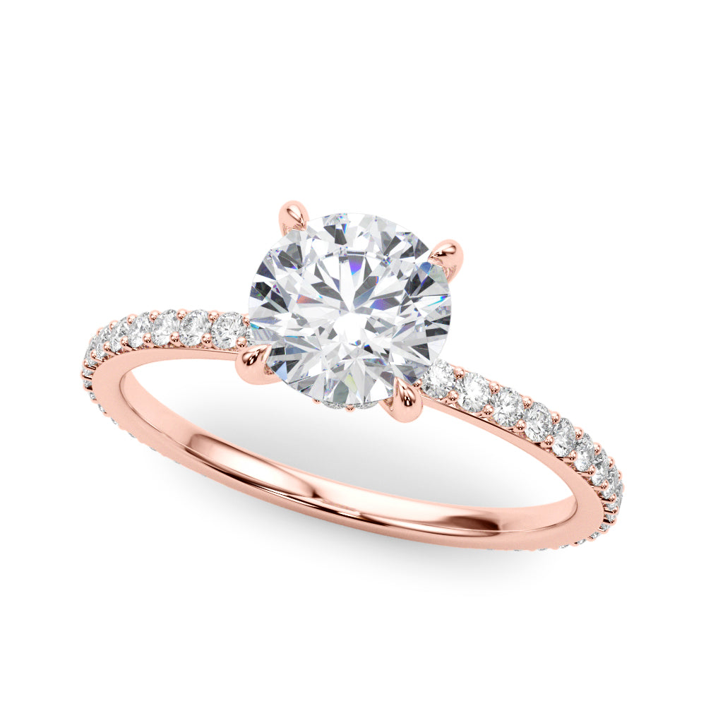 Lustrous Hidden Halo Engagement Ring Round Diamond Engagement Ring in 10K/14K gold and platinum with certified lab-grown or natural diamonds