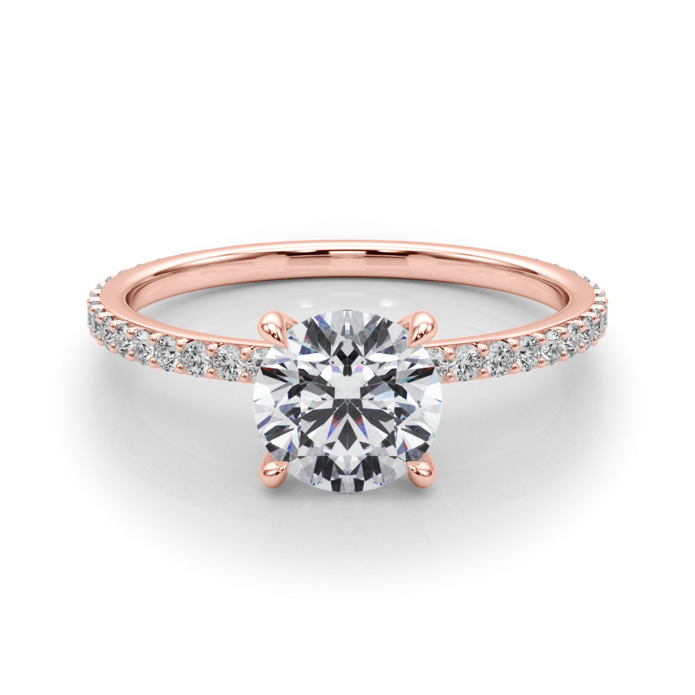 Lustrous Hidden Halo Engagement Ring Round Diamond Engagement Ring in 10K/14K gold and platinum with certified lab-grown or natural diamonds