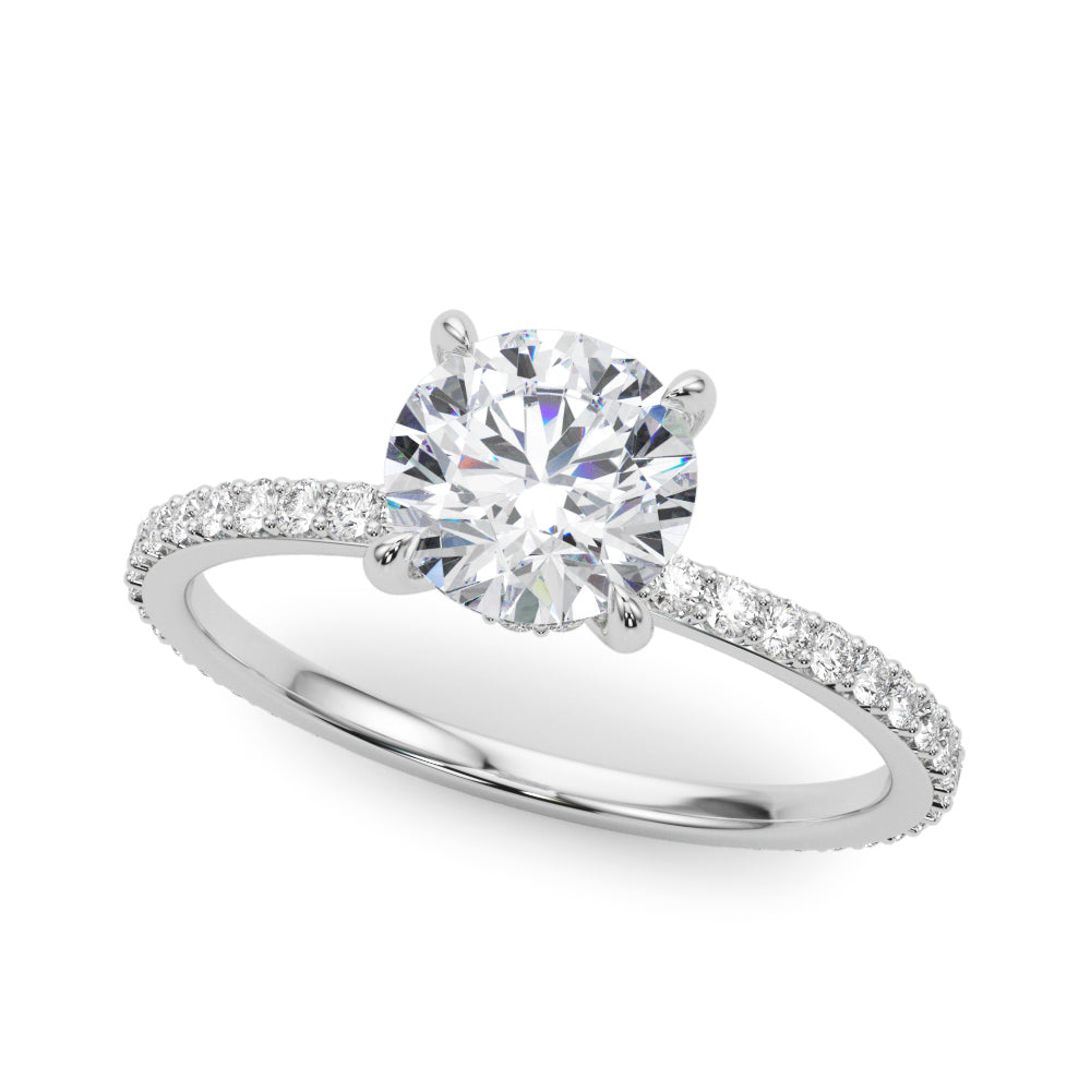 Lustrous Hidden Halo Engagement Ring Round Diamond Engagement Ring in 10K/14K gold and platinum with certified lab-grown or natural diamonds