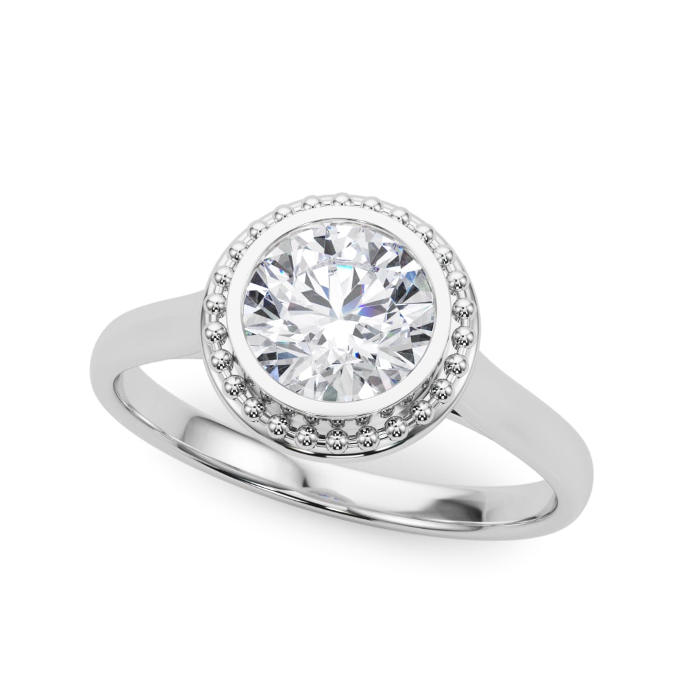 Round Bezel Solitaire Engagement Ring in 10K/14K gold and platinum with certified lab-grown or natural diamonds