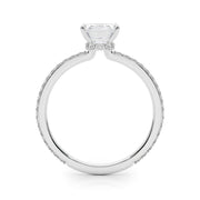 Opulent Hidden Halo Cut Center Single Row Emerald Diamond Engagement Ring in 10K/14K gold and platinum with certified lab-grown or natural diamonds