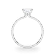 Refined Hidden Halo Cut Center Single Row Princess Diamond Engagement Ring in 10K/14K gold and platinum with certified lab-grown or natural diamonds