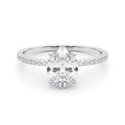 Signature Hidden Halo Center Single Row Oval Diamond Engagement Ring in 10K/14K gold and platinum with certified lab-grown or natural diamonds