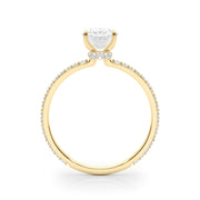 Signature Hidden Halo Center Single Row Oval Diamond Engagement Ring in 10K/14K gold and platinum with certified lab-grown or natural diamonds
