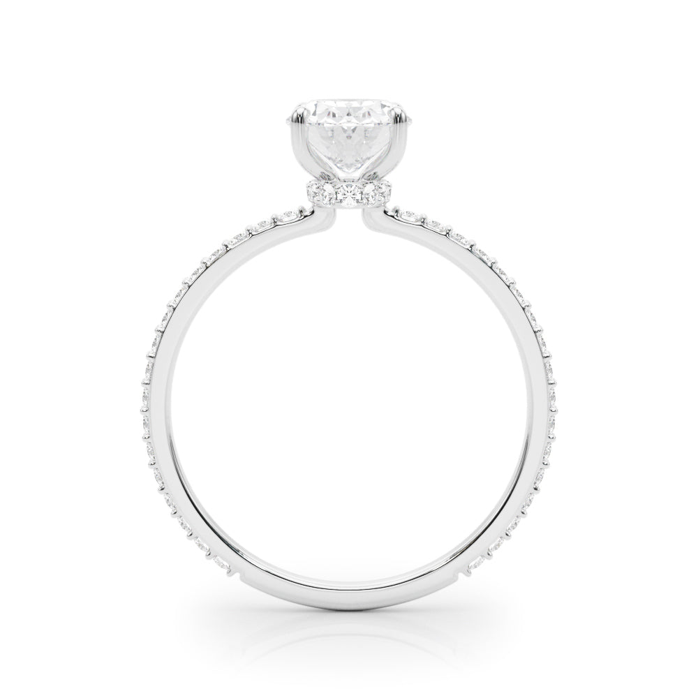 Signature Hidden Halo Center Single Row Oval Diamond Engagement Ring in 10K/14K gold and platinum with certified lab-grown or natural diamonds