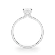 Signature Hidden Halo Center Single Row Oval Diamond Engagement Ring in 10K/14K gold and platinum with certified lab-grown or natural diamonds