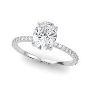 Signature Hidden Halo Center Single Row Oval Diamond Engagement Ring in 10K/14K gold and platinum with certified lab-grown or natural diamonds