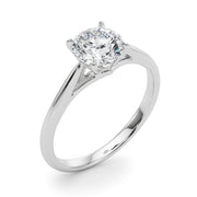 Radiant Solitaire Rounds Round Diamond Engagement Ring in 10K/14K gold and platinum with certified lab-grown or natural diamonds