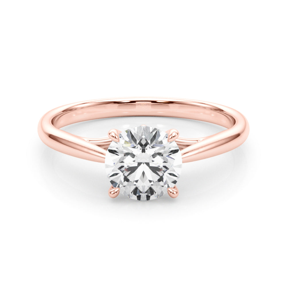 Radiant Solitaire Rounds Round Diamond Engagement Ring in 10K/14K gold and platinum with certified lab-grown or natural diamonds