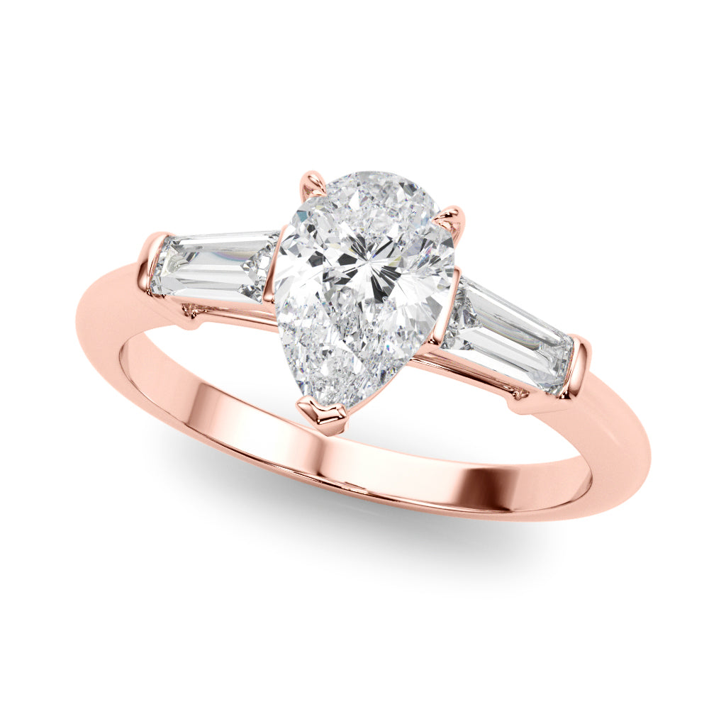 Pear Three-Stone Diamond Engagement Ring in 10K/14K gold and platinum with certified lab-grown or natural diamonds