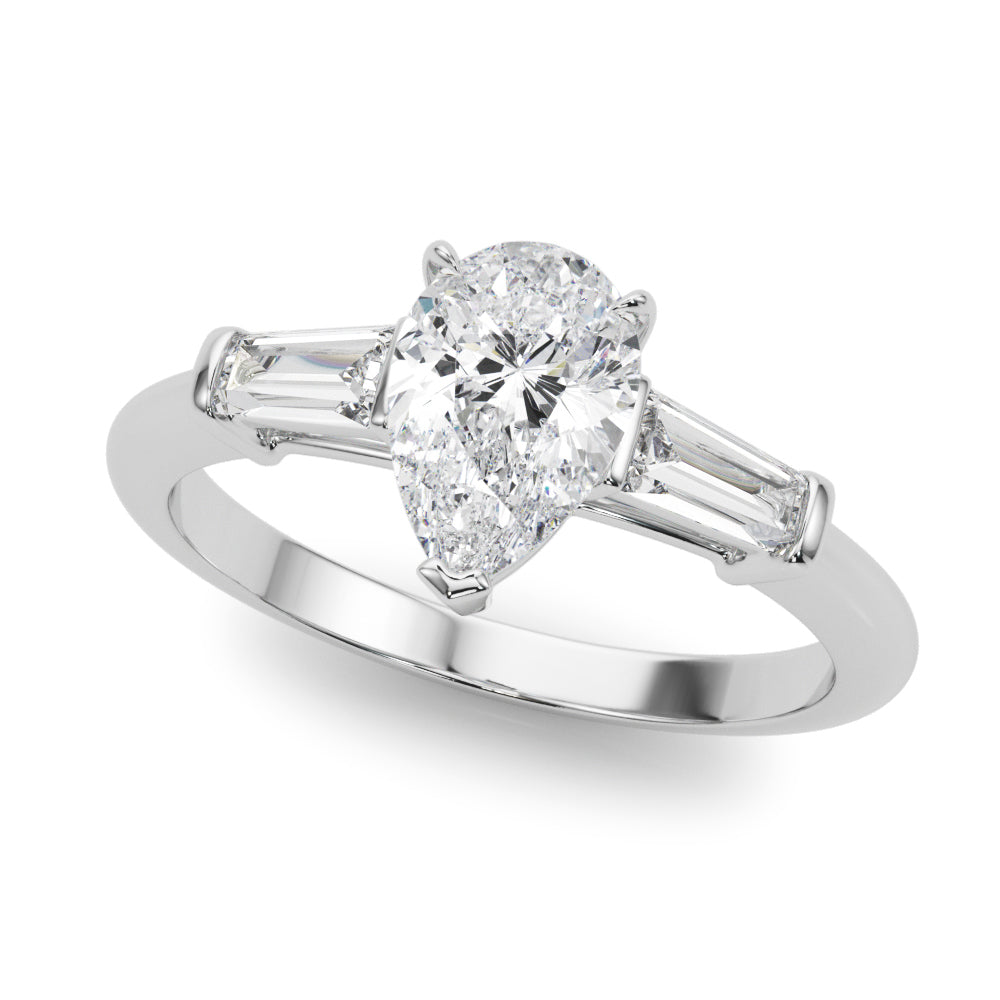Pear Three-Stone Diamond Engagement Ring in 10K/14K gold and platinum with certified lab-grown or natural diamonds
