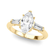 Three-Stone Marquise Diamond Engagement Ring in 10K/14K gold and platinum with certified lab-grown or natural diamonds