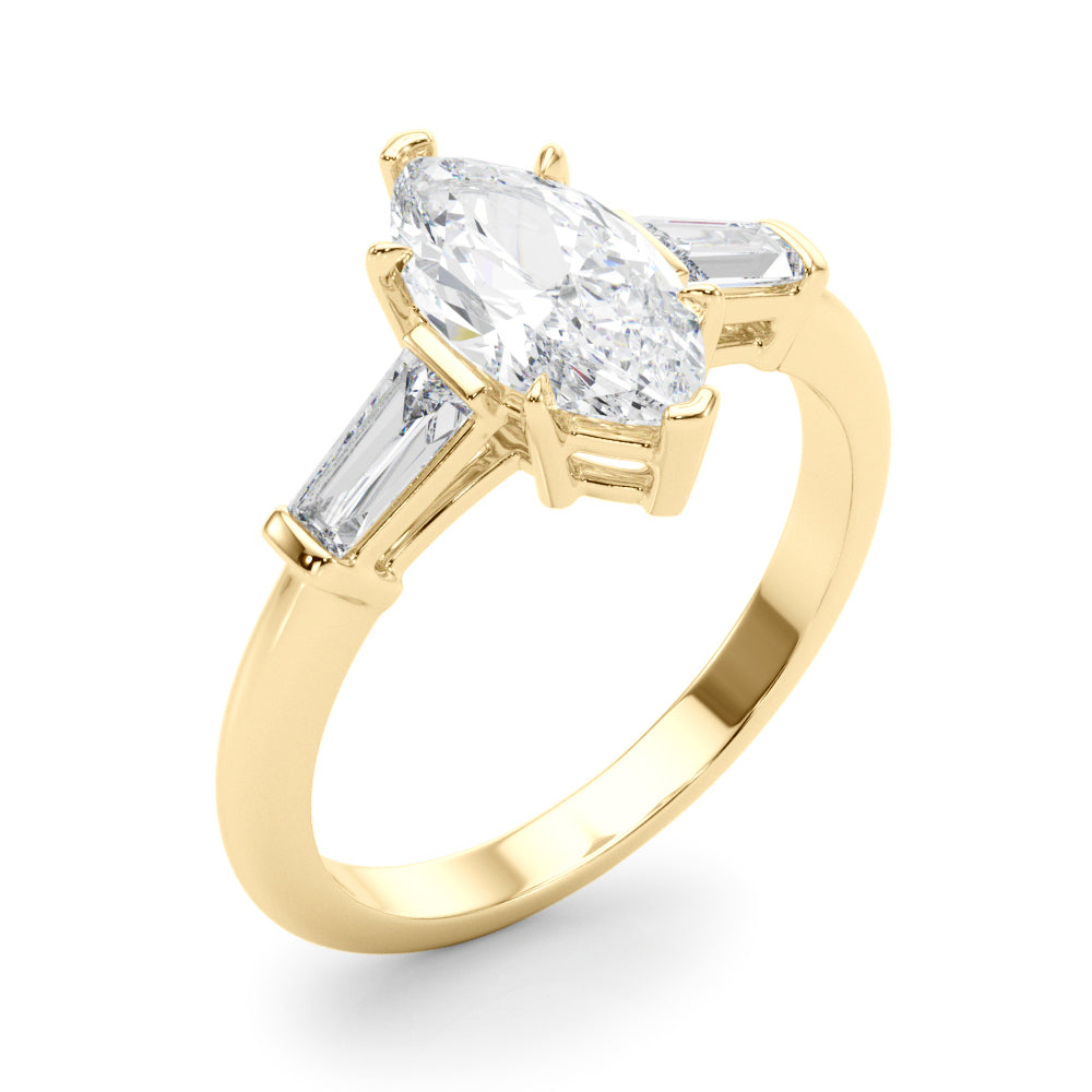 Three-Stone Marquise Diamond Engagement Ring in 10K/14K gold and platinum with certified lab-grown or natural diamonds
