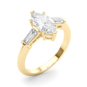 Three-Stone Marquise Diamond Engagement Ring in 10K/14K gold and platinum with certified lab-grown or natural diamonds