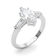 Three-Stone Marquise Diamond Engagement Ring in 10K/14K gold and platinum with certified lab-grown or natural diamonds