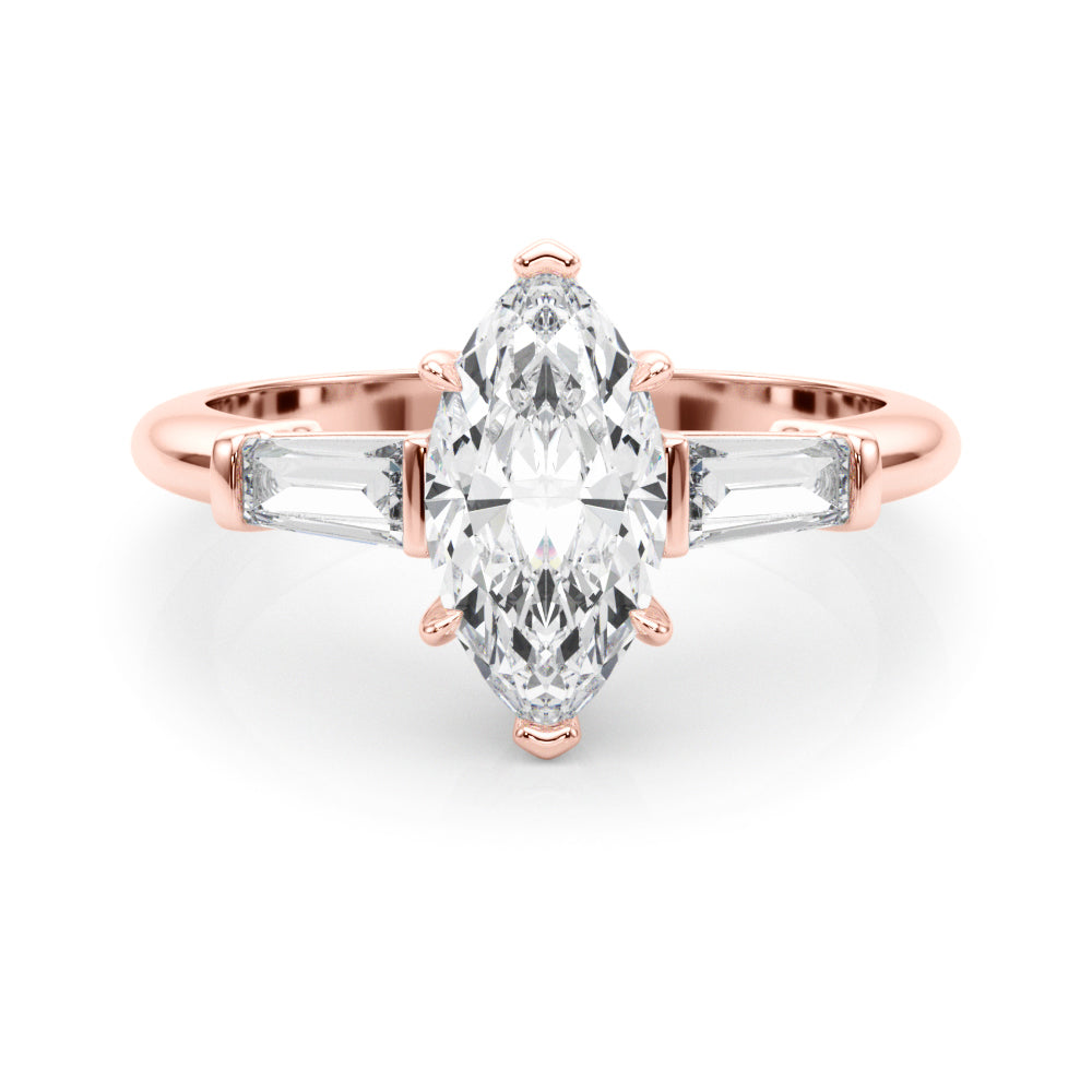 Three-Stone Marquise Diamond Engagement Ring in 10K/14K gold and platinum with certified lab-grown or natural diamonds