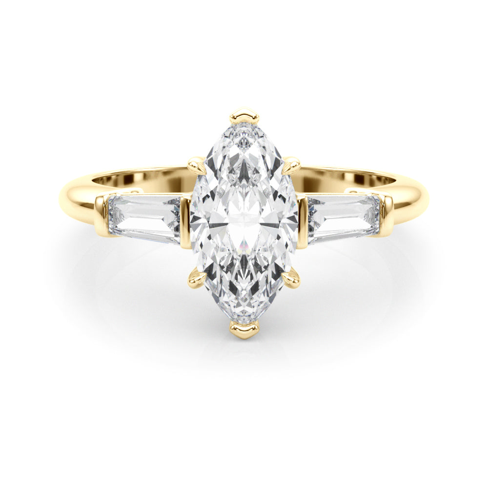 Three-Stone Marquise Diamond Engagement Ring in 10K/14K gold and platinum with certified lab-grown or natural diamonds