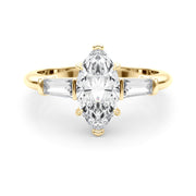 Three-Stone Marquise Diamond Engagement Ring in 10K/14K gold and platinum with certified lab-grown or natural diamonds