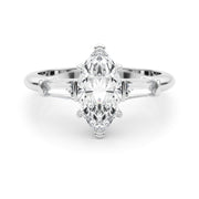 Three-Stone Marquise Diamond Engagement Ring in 10K/14K gold and platinum with certified lab-grown or natural diamonds