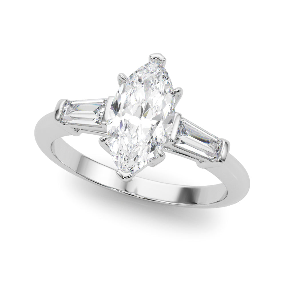 Three-Stone Marquise Diamond Engagement Ring in 10K/14K gold and platinum with certified lab-grown or natural diamonds